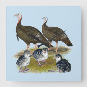 Reloj Cuadrado Familia silvestre oriental de los pavos