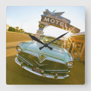 Reloj Cuadrado Famoso motel Blue Swallow en la Ruta 66