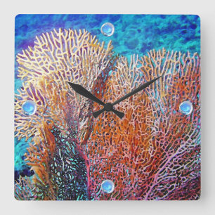Reloj Cuadrado Fan Coral