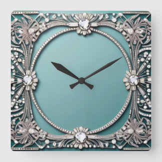 Reloj Cuadrado Fancy Blue Jeweled Look