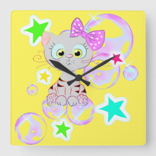 Reloj Cuadrado Fancy Kitten