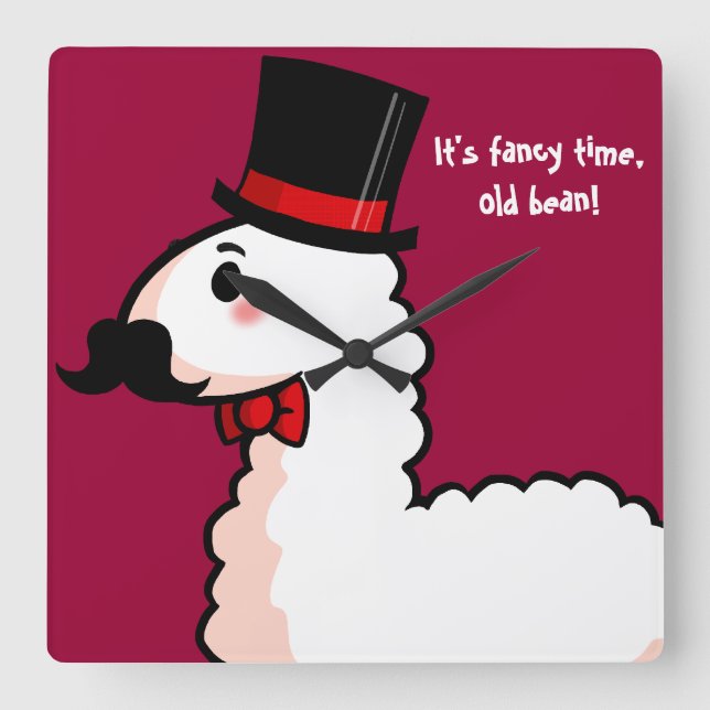 Reloj Cuadrado Fancy Llama Clock (Anverso)