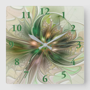 Reloj Cuadrado Fantasía abstracta moderna y colorida Flor fractal