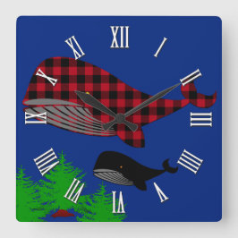 Reloj Cuadrado Fantasía de las ballenas oceánicas, ballena con ma