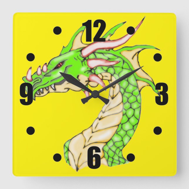 Reloj Cuadrado Fantasía Dragon Wall Clock (Anverso)