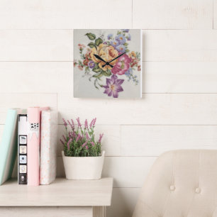 Reloj Cuadrado Fantasía Floral