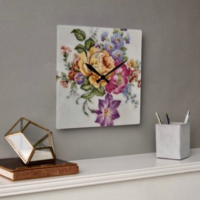 Reloj Cuadrado Fantasía Floral  (Subido por el creador)