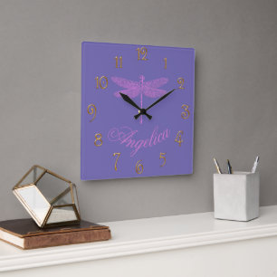 Reloj Cuadrado Fantasía rosada y púrpura