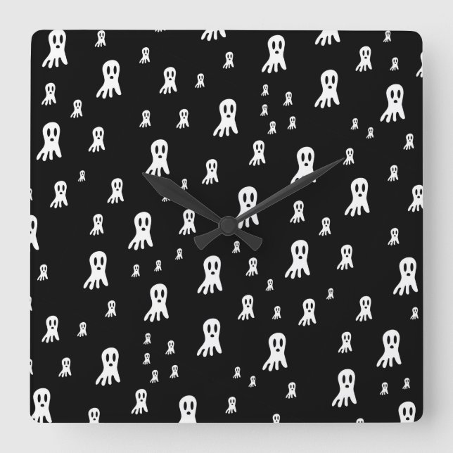 Reloj Cuadrado Fantasmas oscuros de Halloween (Anverso)