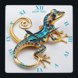 Reloj Cuadrado Fantasy Cute Vivid Art Deco Gecko<br><div class="desc">Fantasía Cute Vivid Art Deco Gecko. Perfecto Como Regalo De Cumpleaños O Para Cualquier Tipo De Fiesta</div>