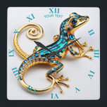 Reloj Cuadrado Fantasy Cute Vivid Art Deco Gecko<br><div class="desc">Fantasía Cute Vivid Art Deco Gecko. Perfecto Como Regalo De Cumpleaños O Para Cualquier Tipo De Fiesta</div>