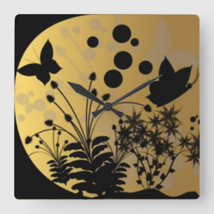 Reloj Cuadrado Fantasy Garden Silhouette Wall Clock