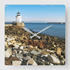 Reloj Cuadrado Faro de aguas residuales de Portland, Maine