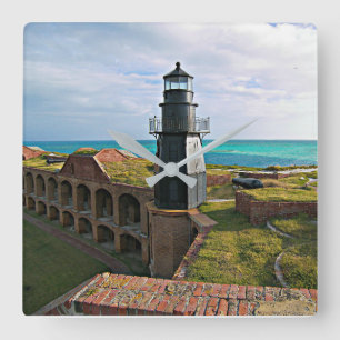 Reloj Cuadrado Faro de la llave del jardín, Tortugas secas en Flo
