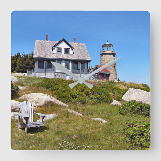 Reloj Cuadrado Faro de Whitehead Island, Maine (Anverso)