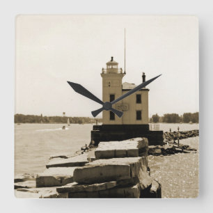 Reloj Cuadrado Faro del Lago Erie