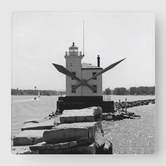 Reloj Cuadrado Faro del Lago Erie (Anverso)