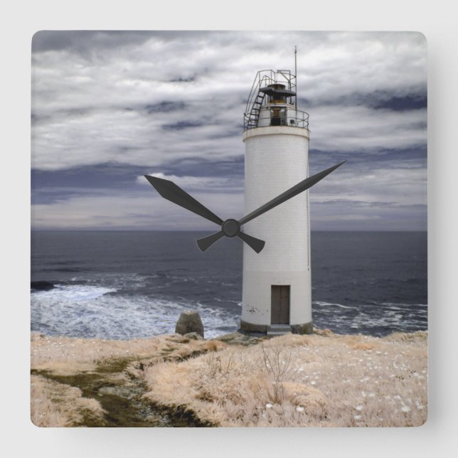 Reloj Cuadrado Faro el | Galicia, España de Laxe (Anverso)