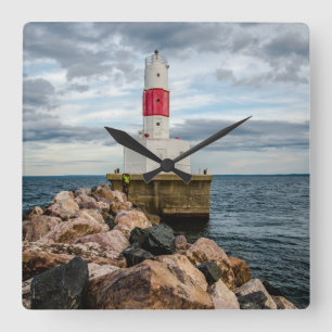 Reloj Cuadrado Faro Presque Isle Harbour Breakwater