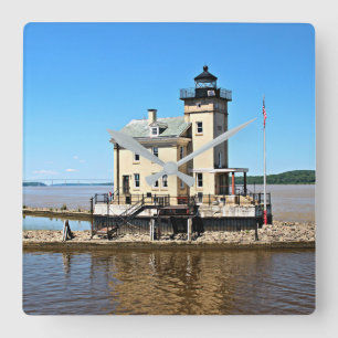 Reloj Cuadrado Faro Rondout Creek de Nueva York