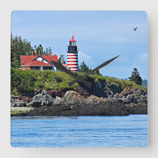 Reloj Cuadrado Faro West Quoddy Head, Maine (Anverso)