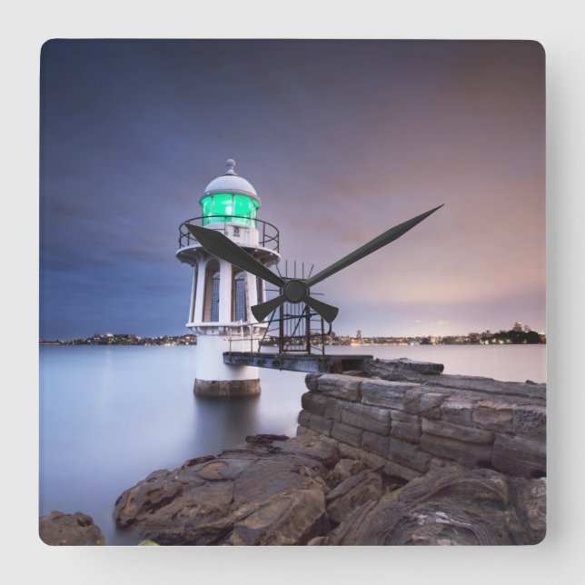 Reloj Cuadrado Faros | Faro de Cremorman Point Australia (Anverso)