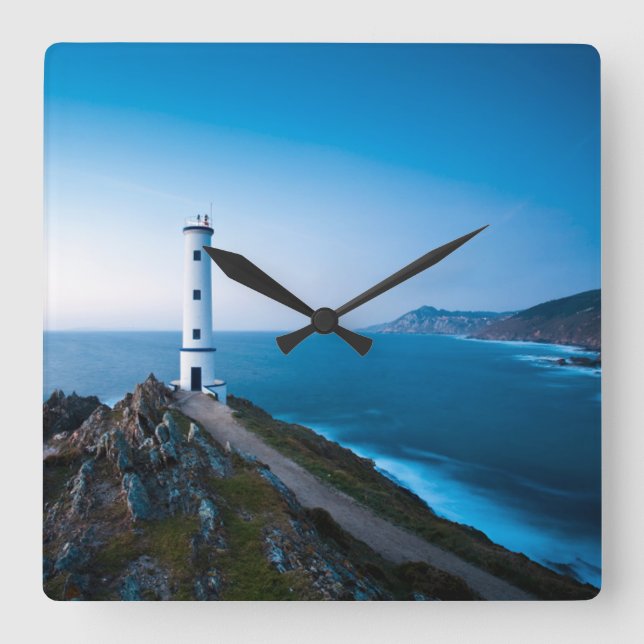 Reloj Cuadrado Faros | Faro Hogar de Cabo Cangas España (Anverso)