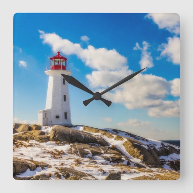 Reloj Cuadrado Faros | Peggy's Cove Nova Scotia (Anverso)