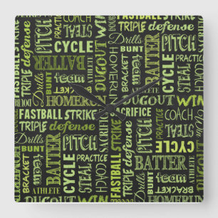 Reloj Cuadrado Fastpitch Softball Terms On The Chalkboard
