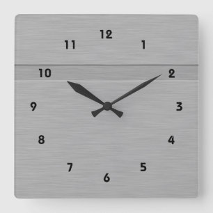 Reloj Cuadrado Faux Brushed Metalizado con Groove