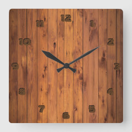 Reloj Cuadrado Faux Cherry Wood Estilizada Número 3d