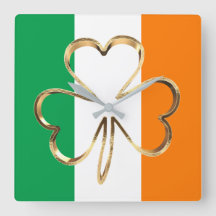 Faux Gold Shamrock Clover Irish Flag
