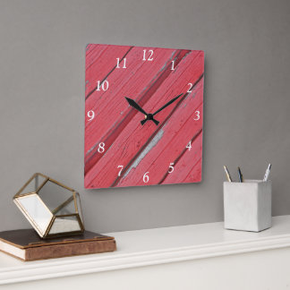 Reloj Cuadrado Faux Weathered Red Barn Wood