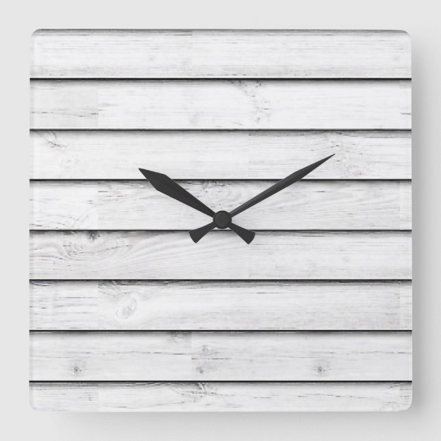 Reloj Cuadrado Faux Wood Slats | Blanco | PERSONALIZABLE (Anverso)