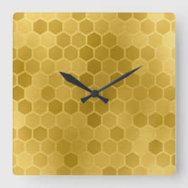 Reloj Cuadrado Faux Yellow Gold Hexagon