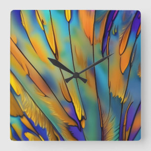 Reloj Cuadrado Feather de vidrio templado AI Resumen de arte