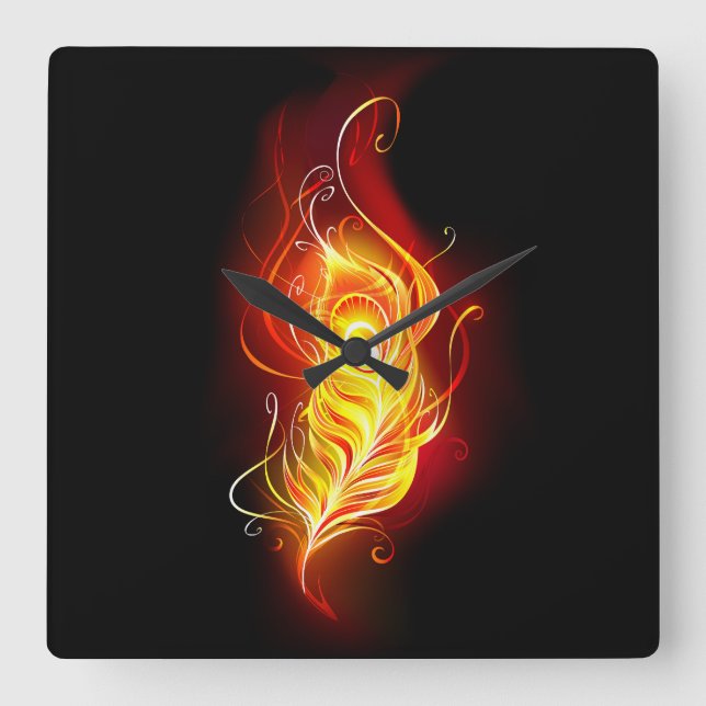 Reloj Cuadrado Feather Peacock (Anverso)