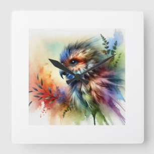 Reloj Cuadrado Feathered Animal 180724AREF120 - Watercolor
