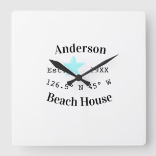 Reloj Cuadrado Fecha del año de la casa de playa coordenadas pers
