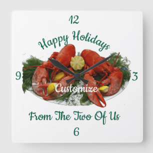 Reloj Cuadrado Felices fiestas Lobster Dinner Thunder_Cove