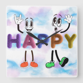 Reloj Cuadrado Felices Vibes