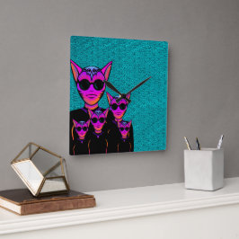 Reloj Cuadrado Feline character