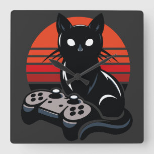 Reloj Cuadrado Feline Gamer: Las crónicas del controlador de Paws