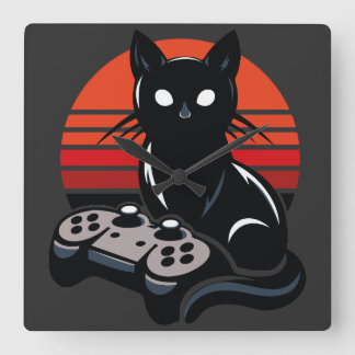 Reloj Cuadrado Feline Gamer: Las crónicas del controlador de Paws