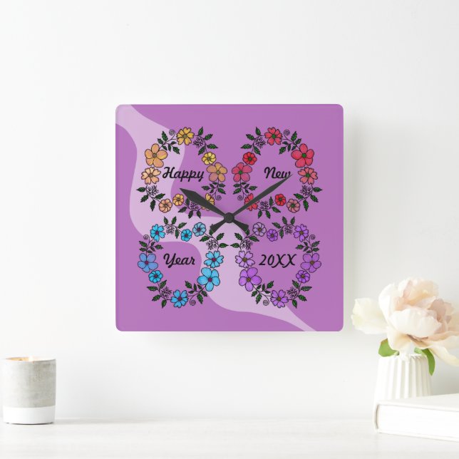 RELOJ CUADRADO FELIZ AÑO NUEVO 20XX PERSONALIZADO Y LUMINOSAS DE  (Hogar)