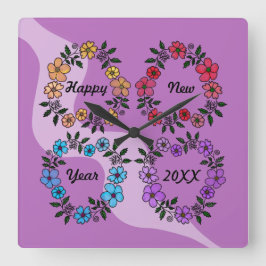 RELOJ CUADRADO FELIZ AÑO NUEVO 20XX PERSONALIZADO Y LUMINOSAS DE 