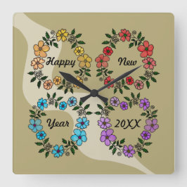 RELOJ CUADRADO FELIZ AÑO NUEVO 20XX PERSONALIZADO Y LUMINOSAS DE 
