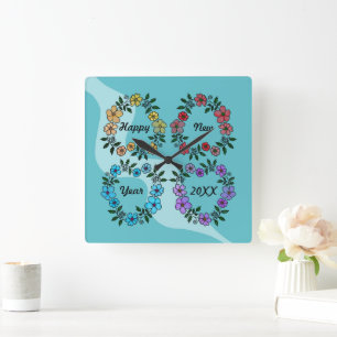 RELOJ CUADRADO FELIZ AÑO NUEVO 20XX PERSONALIZADO Y LUMINOSAS DE