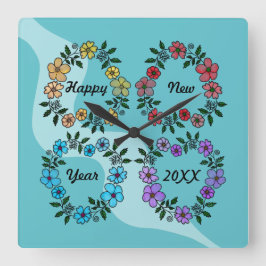 RELOJ CUADRADO FELIZ AÑO NUEVO 20XX PERSONALIZADO Y LUMINOSAS DE 