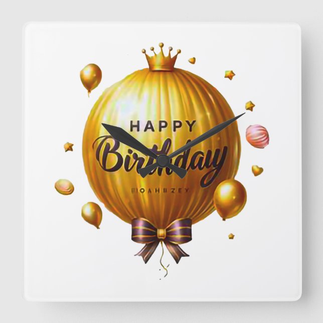 Reloj Cuadrado Feliz cumpleaños (Anverso)